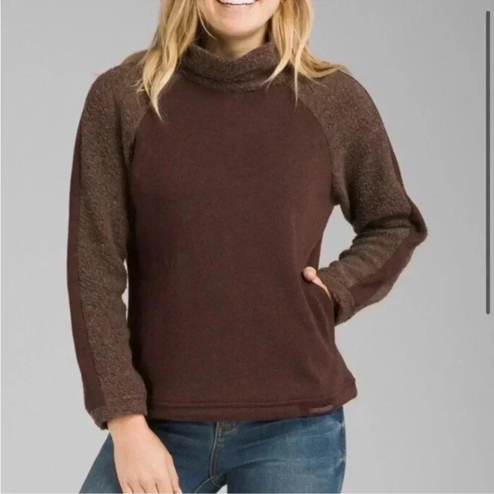 Prana Lockwood Wool Blend Pullover Mockneck Sweater; Brown - Womens Medium